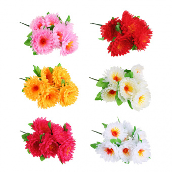 Букет искусственных цветов в виде георгины, 33-36см, арт.1, 6цв LADECOR